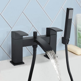 Nes Home Arke Modern Bathroom Design Matte Black Bath Shower Tap With Pencil Handset Kit
