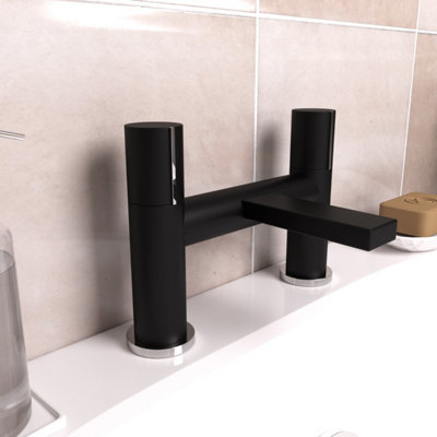 Nes Home Arte Handleless Futuristic Matt Black Bath Filler Tap Deck Mounted Brass