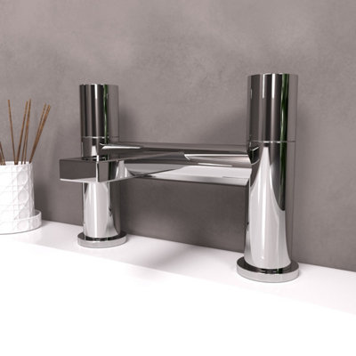 Nes Home Arte Handleless Futuristic Polished Chrome Bath Filler Tap Deck Mounted Brass