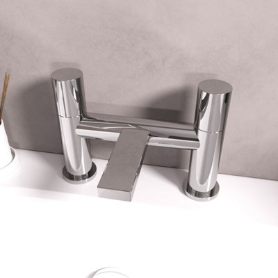 Nes Home Arte Handleless Futuristic Polished Chrome Bath Filler Tap Deck Mounted Brass