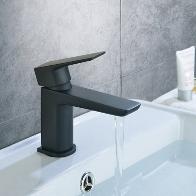 Nes Home Astra Modern Matte Black Cloakroom Basin Single Lever Tap