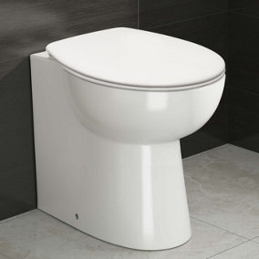 Nes Home Back To Wall Ceramic White WC Toilet Pan Luxurious Soft Close Seat