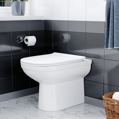 Nes Home Back to Wall Modern Rimless Toilet and Soft Close Seat White