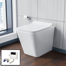 Nes Home Back to Wall Rimless Toilet, Concealed Cistern & Seat White