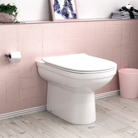 Nes Home Back to Wall Rimless White Ceramic Toilet Pan with Soft Closed Seat