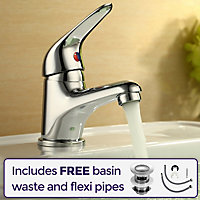 Nes Home Basin Mono Mixer Tap & Slotted Waste Bathroom Faucet Chrome