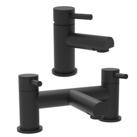 Nes Home Basin Single Lever Mixer Tap & Bath Filler Mixer Tap Matt Black