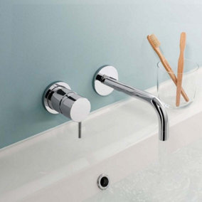 Nes Home Basin Sink Chrome Modern Brass Bathroom Wall Mounted Tap