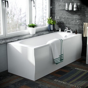 Nes Home Basin Vanity Unit & Close Coupled WC Toilet with Straight Edge Bath Bathroom Suite