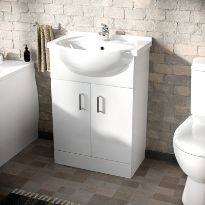 Nes Home Bath Suite 1700mm Bathtub, 550mm White Basin Vanity & Close Coupled Toilet