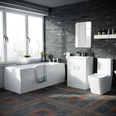 Buy Nes Home Bath, Toilet Vanity Unit Three Piece White Bathroom Suite