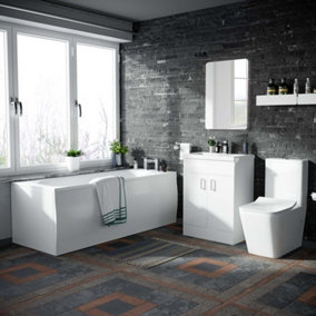 Nes Home Bath, Toilet Vanity Unit Three Piece White Bathroom Suite