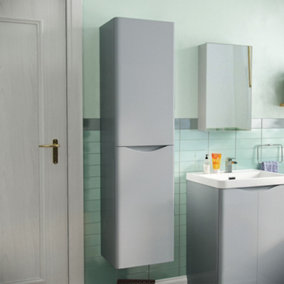 Nes Home Bathroom 1500mm Steel Grey Wall Hung Furniture Tall Storage Cabinet Unit