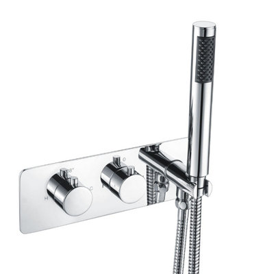 Nes Home Bathroom 2 Dial 2 Way Concealed Thermostatic Valve Bath filler & Shower Handset