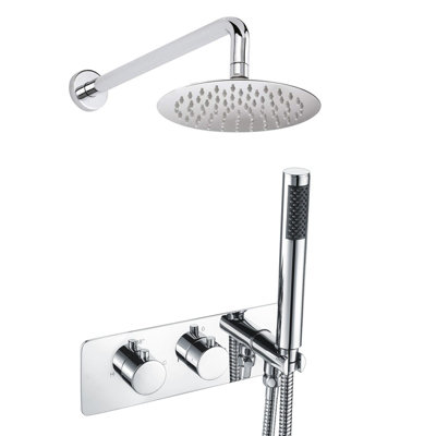 Nes Home Bathroom 2 Dial 2 Way Round Concealed Thermostatic Valve ...
