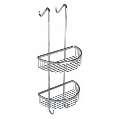 Nes Home Bathroom 2 Tier Double Stainless Steel Caddy Shelf Wire Rack ...