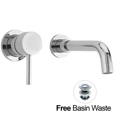 Nes Home Bathroom Basin Sink Mixer Tap & Waste Chrome Wall Mounted Price Comparisons | Compare The Build