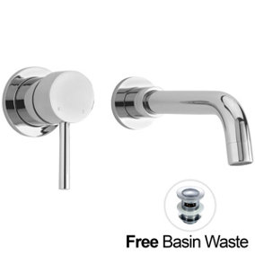 Nes Home Bathroom Basin Sink Mixer Tap & Waste Chrome Wall Mounted