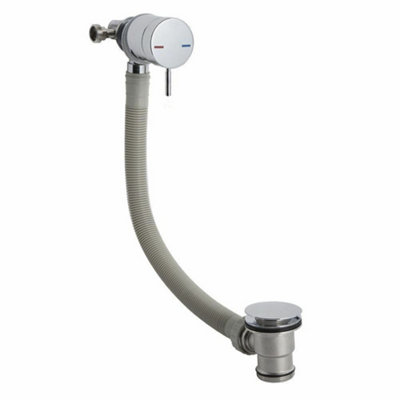 Nes Home Bathroom Bath Filler With Control Valve & Sprung Waste & Overflow