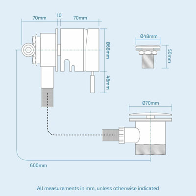 Overflow Bath Filler Valve With Combined Waste