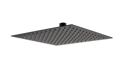 Nes Home Bathroom Black Matt Square Rainfall Modern Overhead Shower Slim Head 250mm