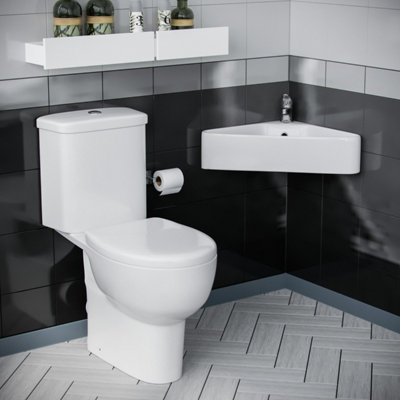 Nes Home Bathroom Close Coupled WC Toilet Wall Hung Cloakroom Basin Sink Suite Price Comparisons | Compare The Build