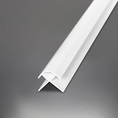 Nes Home Bathroom External Corner White Trims For Shower Wall Panels PVC Cladding 2.4m Set Of 4 For 10mm Panels