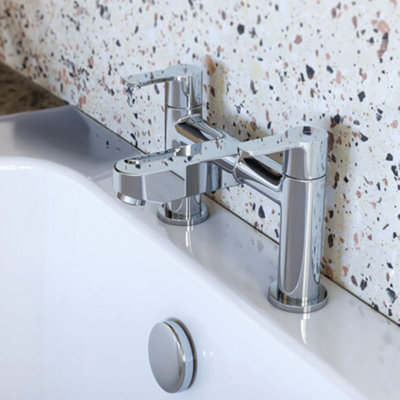 Nes Home Bathroom Filler 125 mm Tap Round Tap Brass Desk Mounted Chrome