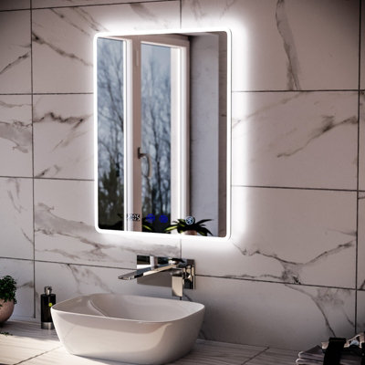 Nes Home Bathroom LED Mirror Bluetooth With Digital Clock 500 x 700mm ...
