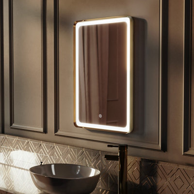 Nes Home Bathroom LED Mirror Demister Touch Sensor 500 x 700mm Brushed ...
