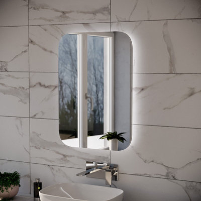 Nes Home Bathroom LED Mirror With Battery Powered Button Switch 500 x 700mm