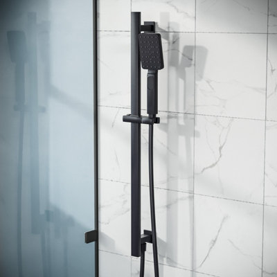 Nes Home Bathroom Matte Black Shower Slider Riser Rail Bar Adjustable ...