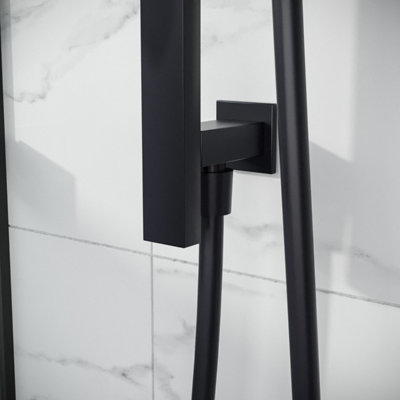 Nes Home Bathroom Matte Black Shower Slider Riser Rail Bar Adjustable Kit Bracket Handset