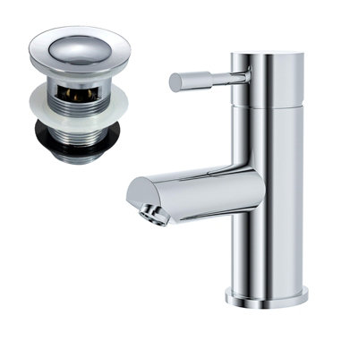 Nes Home Bathroom Round Cloakroom Basin Mini Mixer Chrome Tap With Free ...