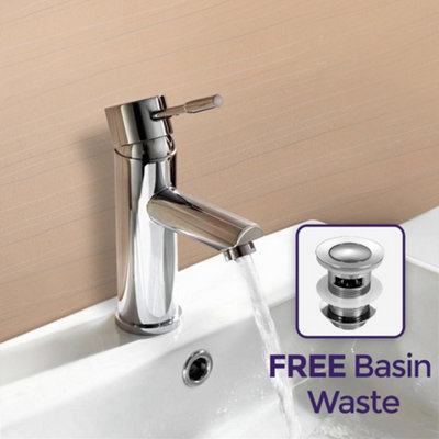 Nes Home Bathroom Round Cloakroom Basin Mini Mixer Chrome Tap With Free Waste