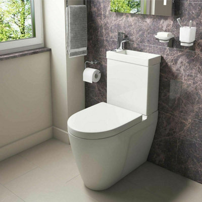 Nes Home Bathroom Space Saver Combo 2 In 1 WC Close Coupled Toilet Seat ...