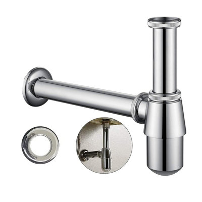 Nes Home Bathroom Standard Basin Sink Pipe Luxury Modern Chrome Round Bottle Trap Waste