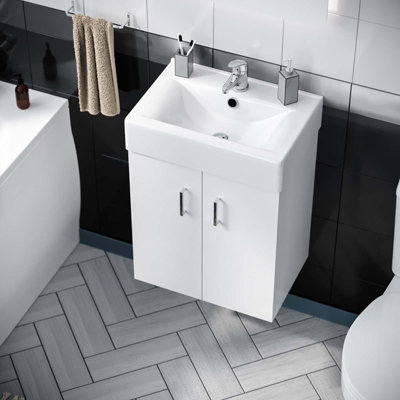 Nes Home Bathroom Suite 450 Wall Hung Vanity & WC Toilet Pan