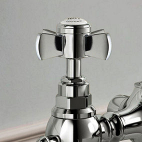 Nes Home Bathroom Traditional Chrome Solid Brass Bath Filler Cross Mixer Tap