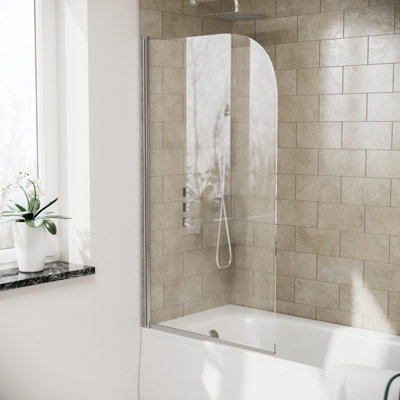 Nes Home Bentley 800 mm Frameless Curved Bath Shower Screen Door Price Comparisons | Compare The Build