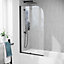 Nes Home Bentley 800mm Bath Screen Matt Black Profile Clear Glass Reversible