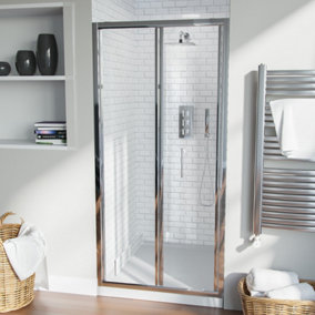 Nes Home Bill 900 mm Bi Folding Glass Shower Door Panel