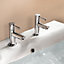 Nes Home Blossom Bathroom Round Chrome Basin Hot and Cold Tap Pair including a Free Waste