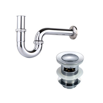 thumbnail image 2 of Chrome Bottle Trap Drain Kit For Bathroom Sink - Modern Basin Waste Pipe & Tap Connector 2 of 13