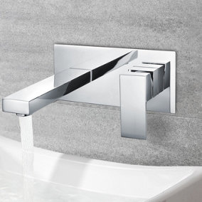 Nes Home Brayton Square Wall Mounted Basin Mixer Faucet Tap