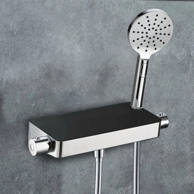 Nes Home Bulby Thermostatic Black Glass Top Shower Mixer Price Comparisons | Compare The Build