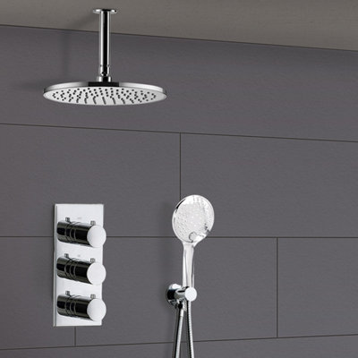Nes Home Calla 2 Way Round Ceiling Thermostatic Concealed Bathroom Shower Set Mixer Price Comparisons | Compare The Build