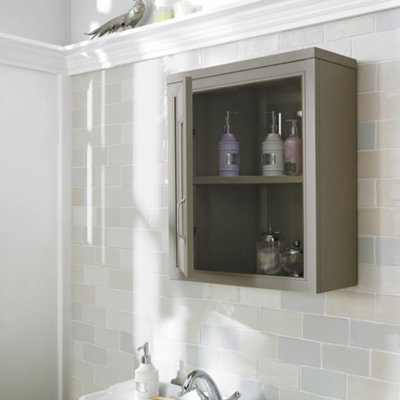 Nes Home Chiltern Traditional 500mm Mirror Cabinet Stone Grey
