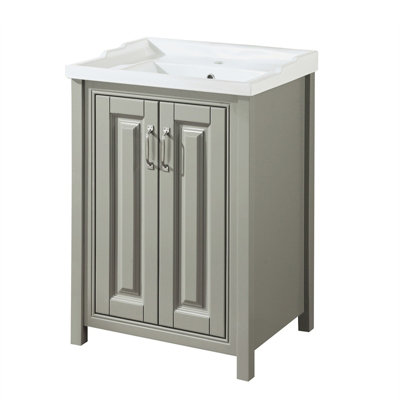 Nes Home Chiltern Traditional 600mm Vanity Basin Unit Stone Grey