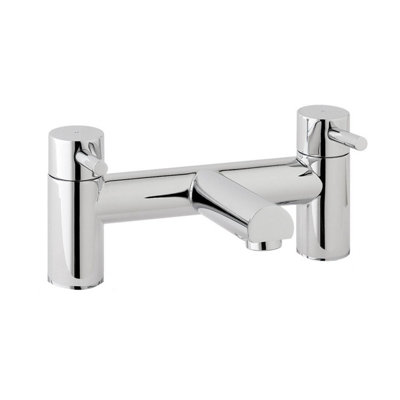 Nes Home Chrome Round Deck Mounted Bath Filler & Basin Single Lever Mixer - 4